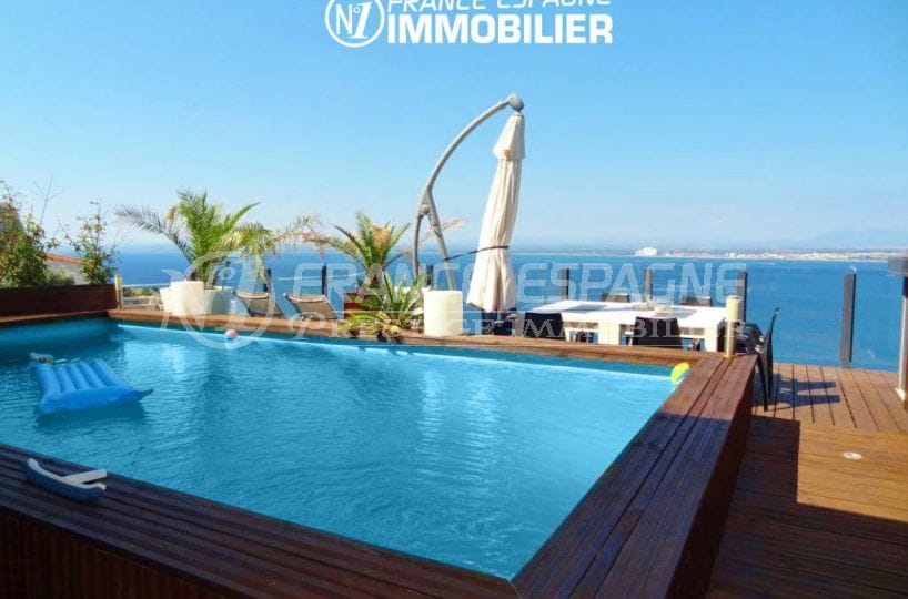 immo roses espagne: villa ref.312, vue mer imprenable, piscine, garage