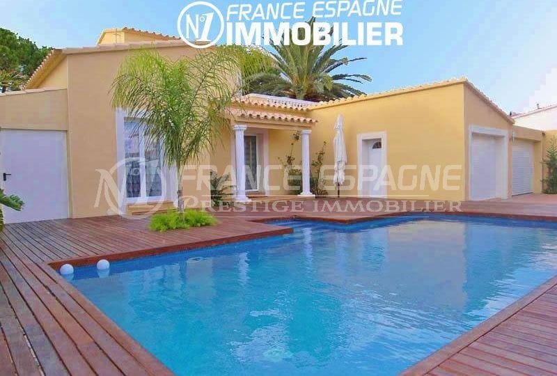 immobilier empuriabrava: villa vue canal avec amarre 20 m & piscine