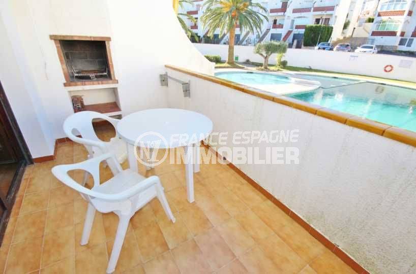 Roses Puig Rom appartement 1 chambre terrasse vue piscine