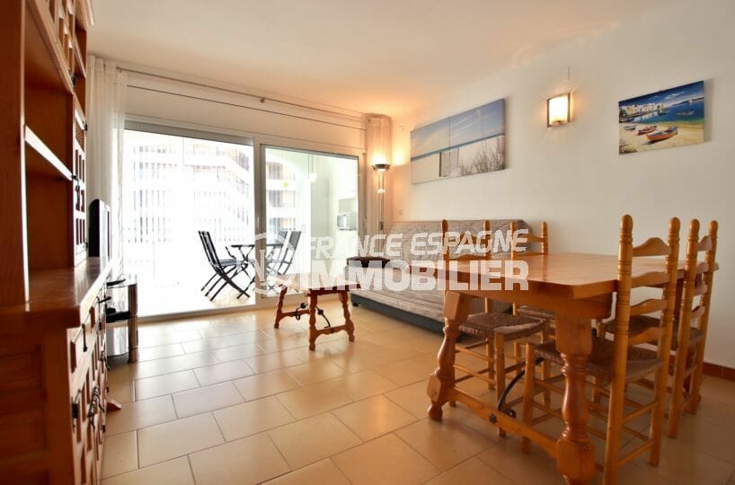 vente appartement rosas: appartement 53 m² avec vue mer, salon/sejour avec acces terrasse de 9 m²