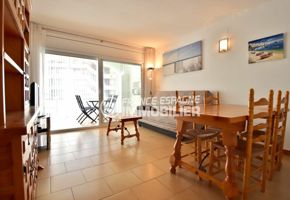 vente appartement rosas: appartement 53 m² avec vue mer, salon/sejour avec acces terrasse de 9 m²