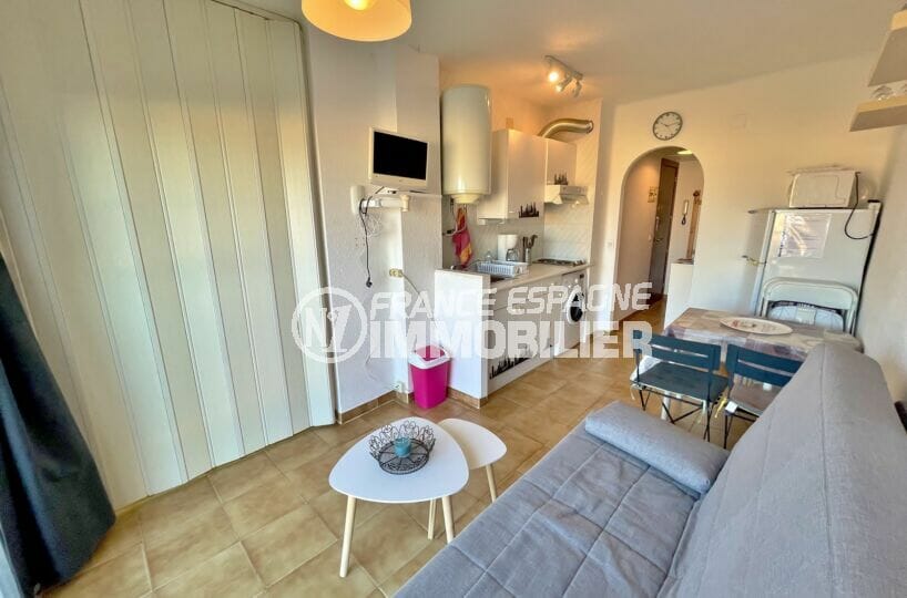 achat appartement empuriabrava, 2 pièces 32 m², salon / salle à manger avec coin cuisine